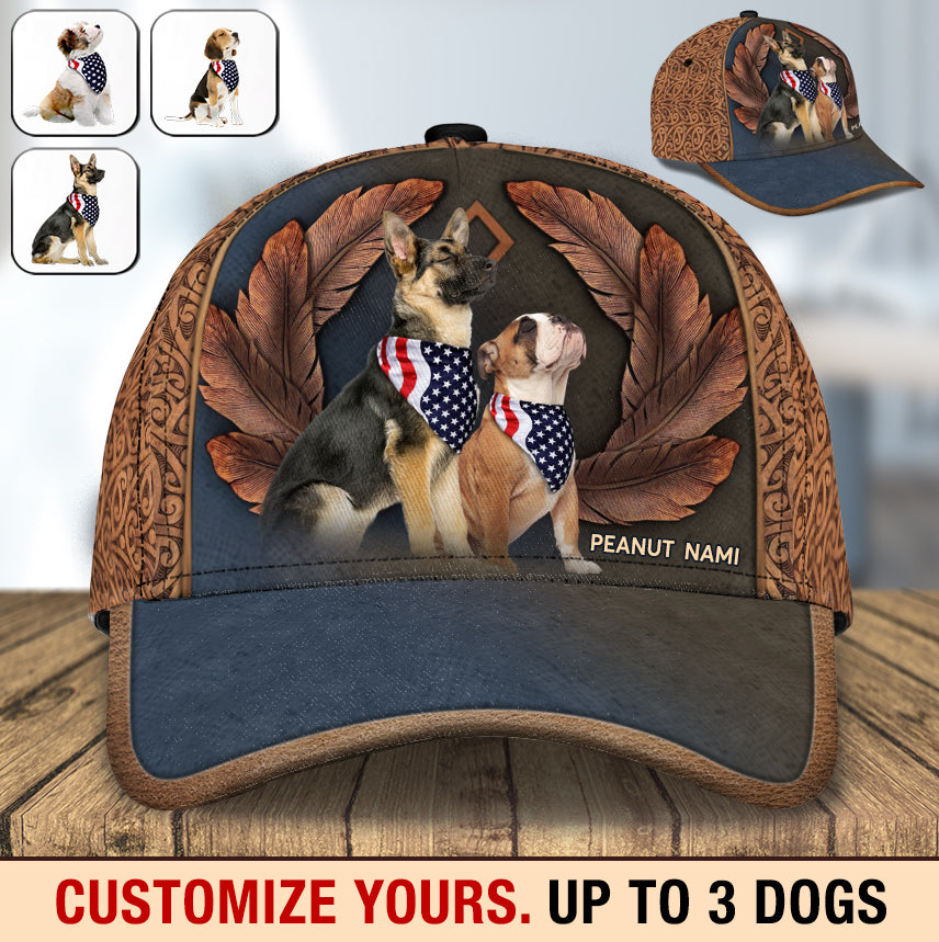 Cool Dogs With USA Flag Dog Personalized Classic Cap, Personalized Gift for Dog Lovers, Dog Dad, Dog Mom - CP106PS01 - BMGifts
