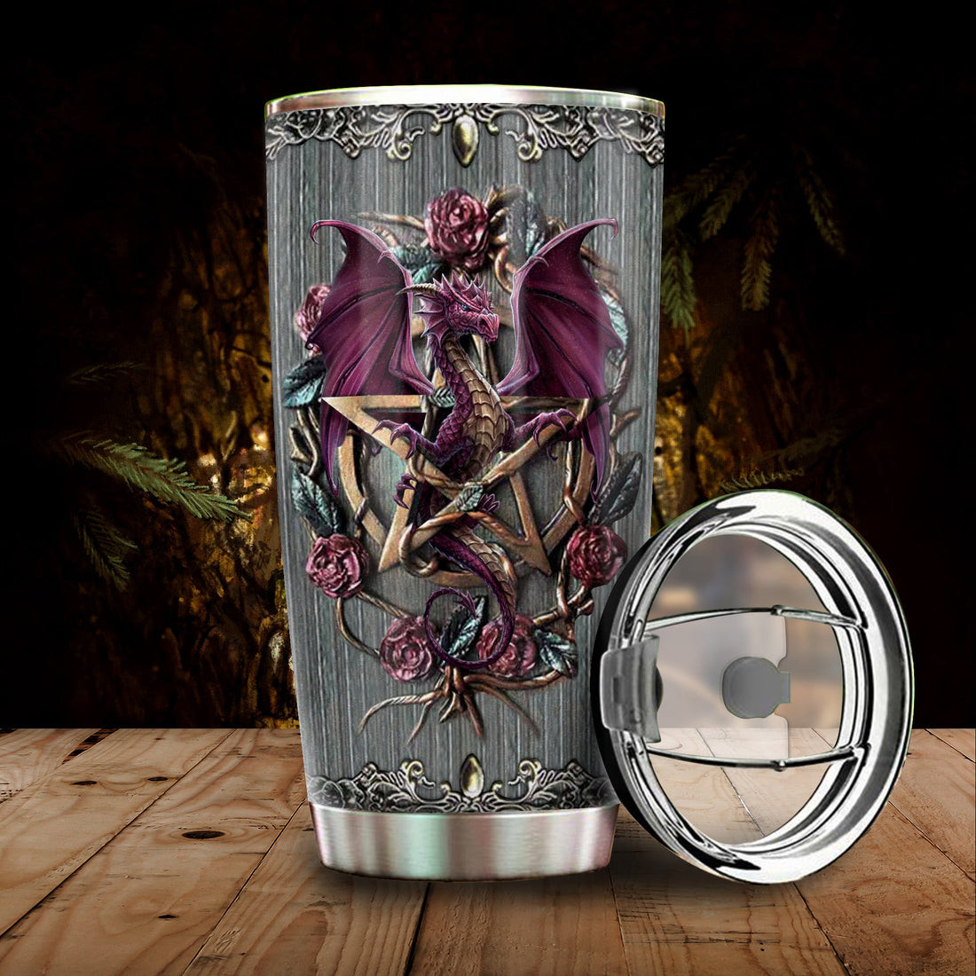 Dragon Tumbler, Gift for Dragon Lovers 20 OZ Car Cup Cap