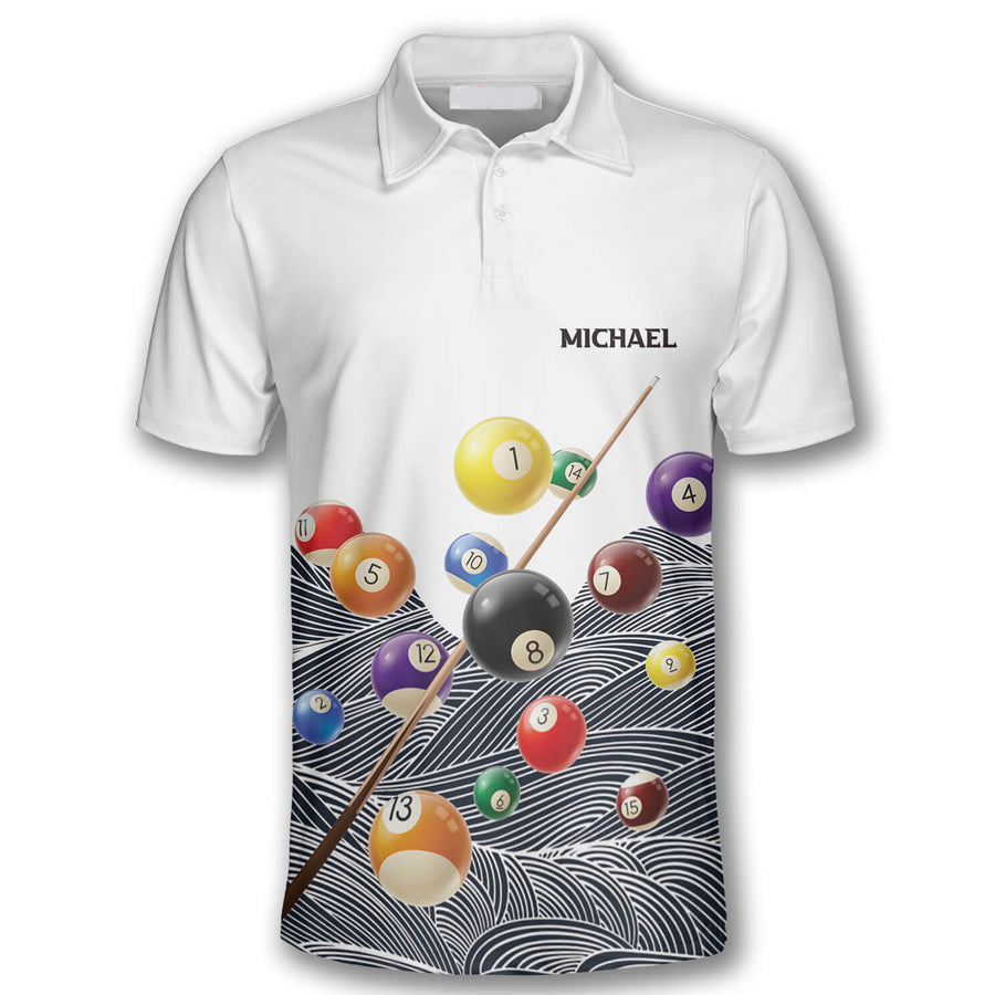 Retro Pattern Custom Billiard Shirts for Men, Custom Billiard ball for Team, Men's Billiard Polo Shirts