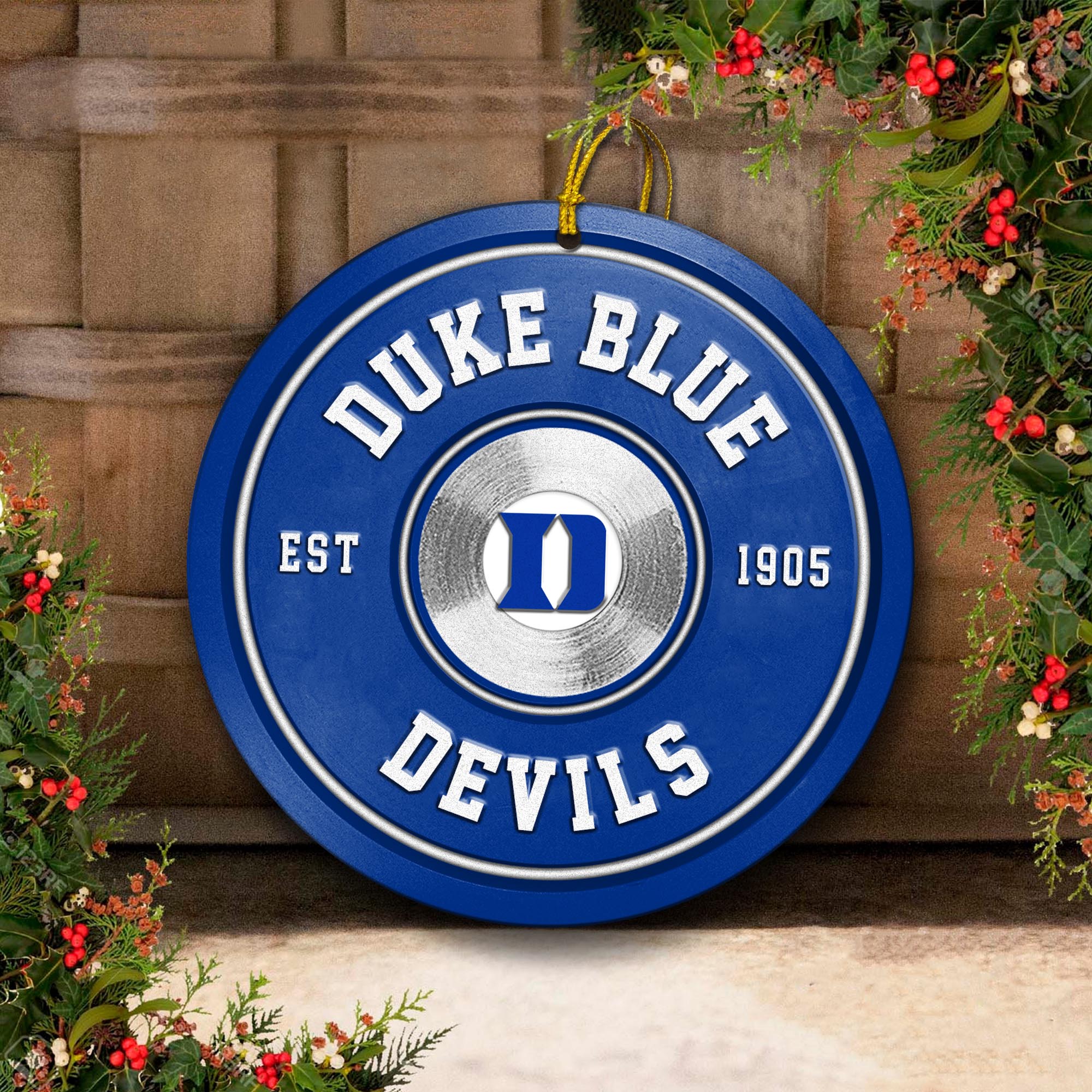 Duke Blue Devils Fitness Circle Aluminium Ornament 2 Side Trending New Arrivals H52883 ETUG311023