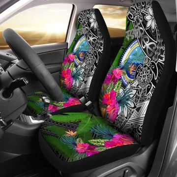 Federated States Of Micronesia Car Seat Covers - Turtle Plumeria Banana Leaf - Amazing Car Decoration