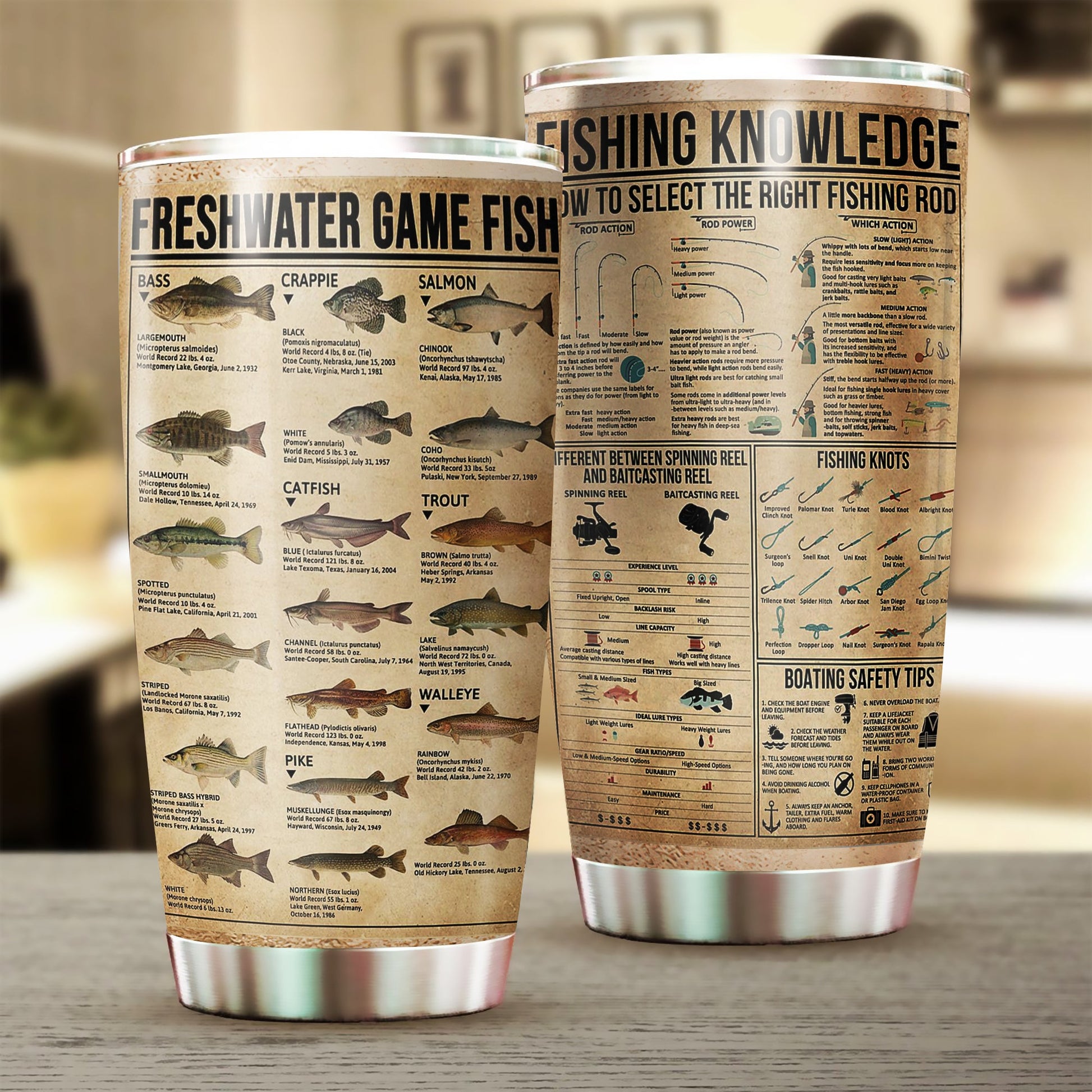 Fishing Tumbler, Gift for Fishing Lovers 20 OZ Car Cup Cap