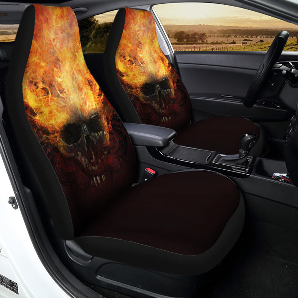 Flaming Demon Skull Print Universal Fit Car Seat Covers