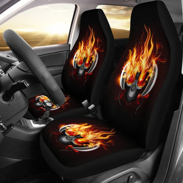 Flaming Skull Headphones Universal Fit Car Seat Covers