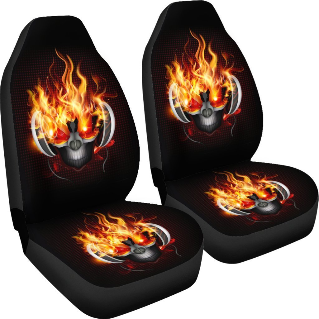 Flaming Skull Headphones Universal Fit Car Seat Covers