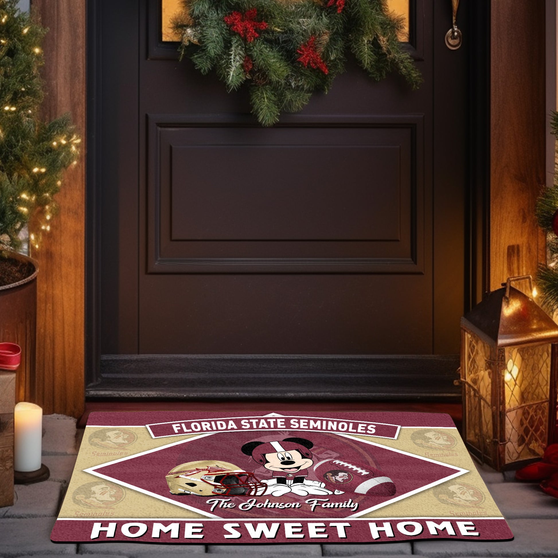 Florida State Seminoles Doormat Custom Your Family Name, Sport Team And MK Doormat, FootBall Fan Gifts EHIVM-52722