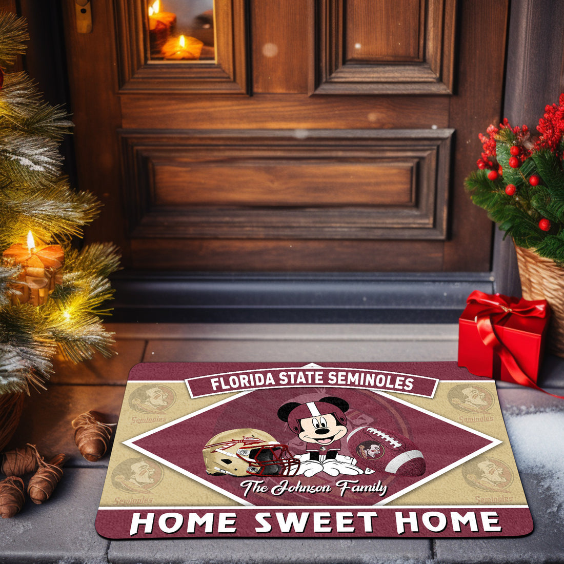 Florida State Seminoles Doormat Custom Your Family Name, Sport Team And MK Doormat, FootBall Fan Gifts EHIVM-52722