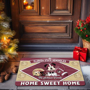 Florida State Seminoles Doormat Custom Your Family Name, Sport Team And MK Doormat, FootBall Fan Gifts EHIVM-52722