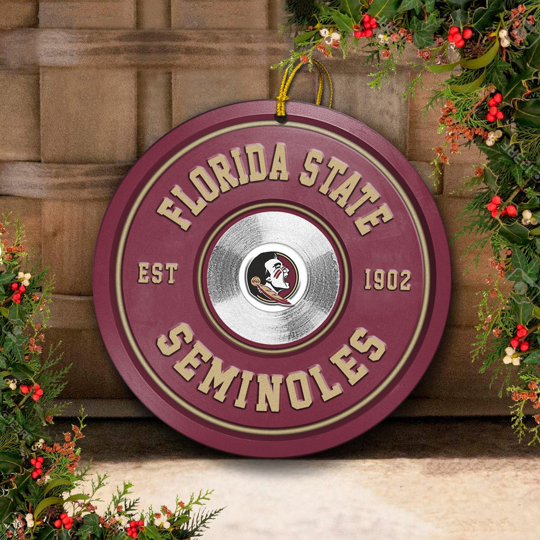 Florida State Seminoles Fitness Circle Aluminium Ornament 2 Side Trending New Arrivals H52883 ETUG311023