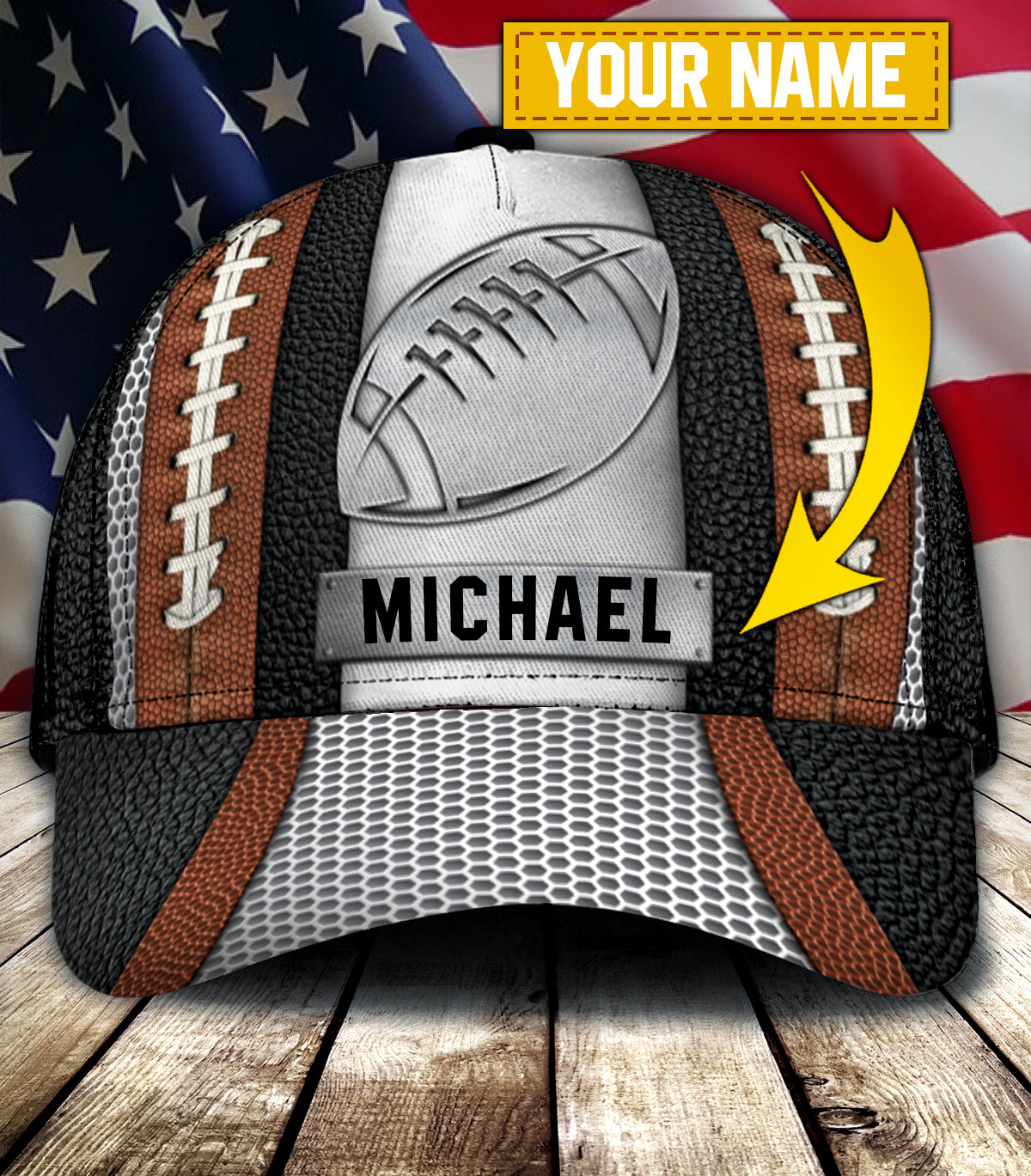 Personalized Football Classic Cap - CP164CT - BMGifts