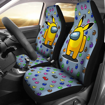 Among Us Cartoon Car Seat Covers Among Us Cosplay Pikachu Patterns Seat Covers