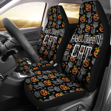 Halloween Car Seat Covers Halloween Cat And Smiling Pumpkin Patterns Seat Covers