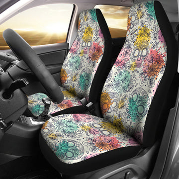 Pastel Sugar Skull Universal Fit Car Seat Covers