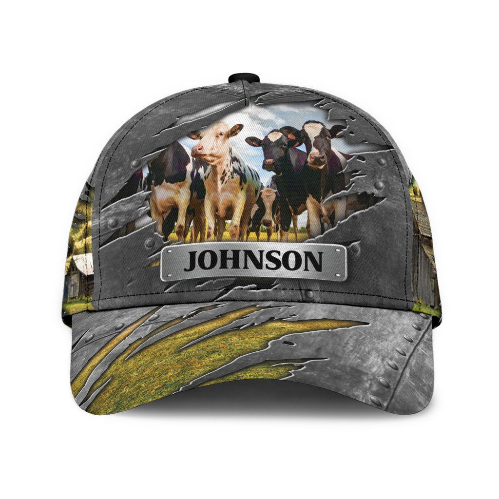 Personalized Cow Classic Cap, Personalized Gift for Farmers, Cow Lovers, Chicken Lovers - CP131CT - BMGifts