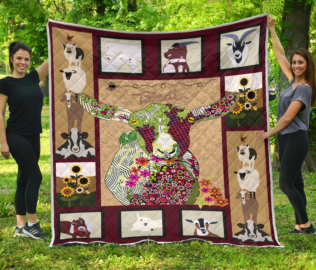 Baby Goat On Farm Quilt  Sherpa Fleece Blanket