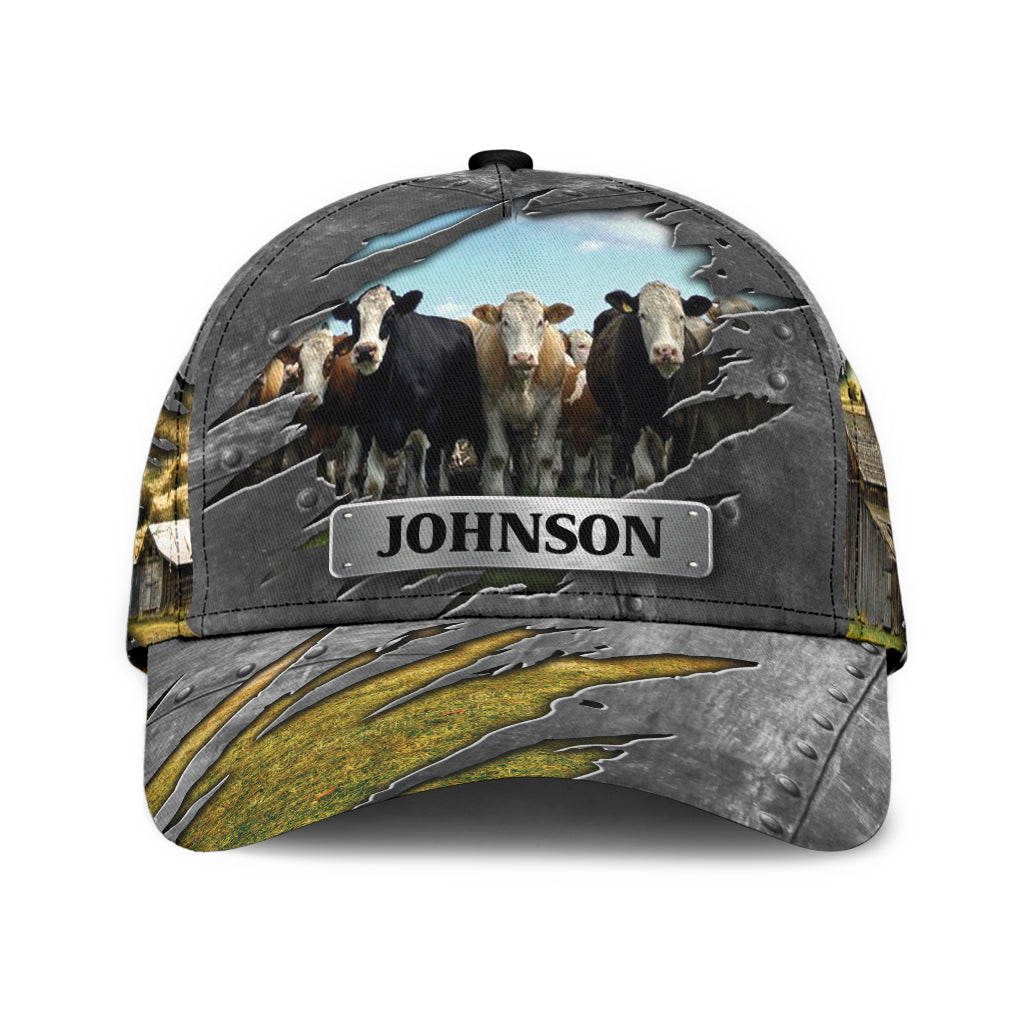 Personalized Cow Classic Cap, Personalized Gift for Farmers, Cow Lovers, Chicken Lovers - CP134CT - BMGifts