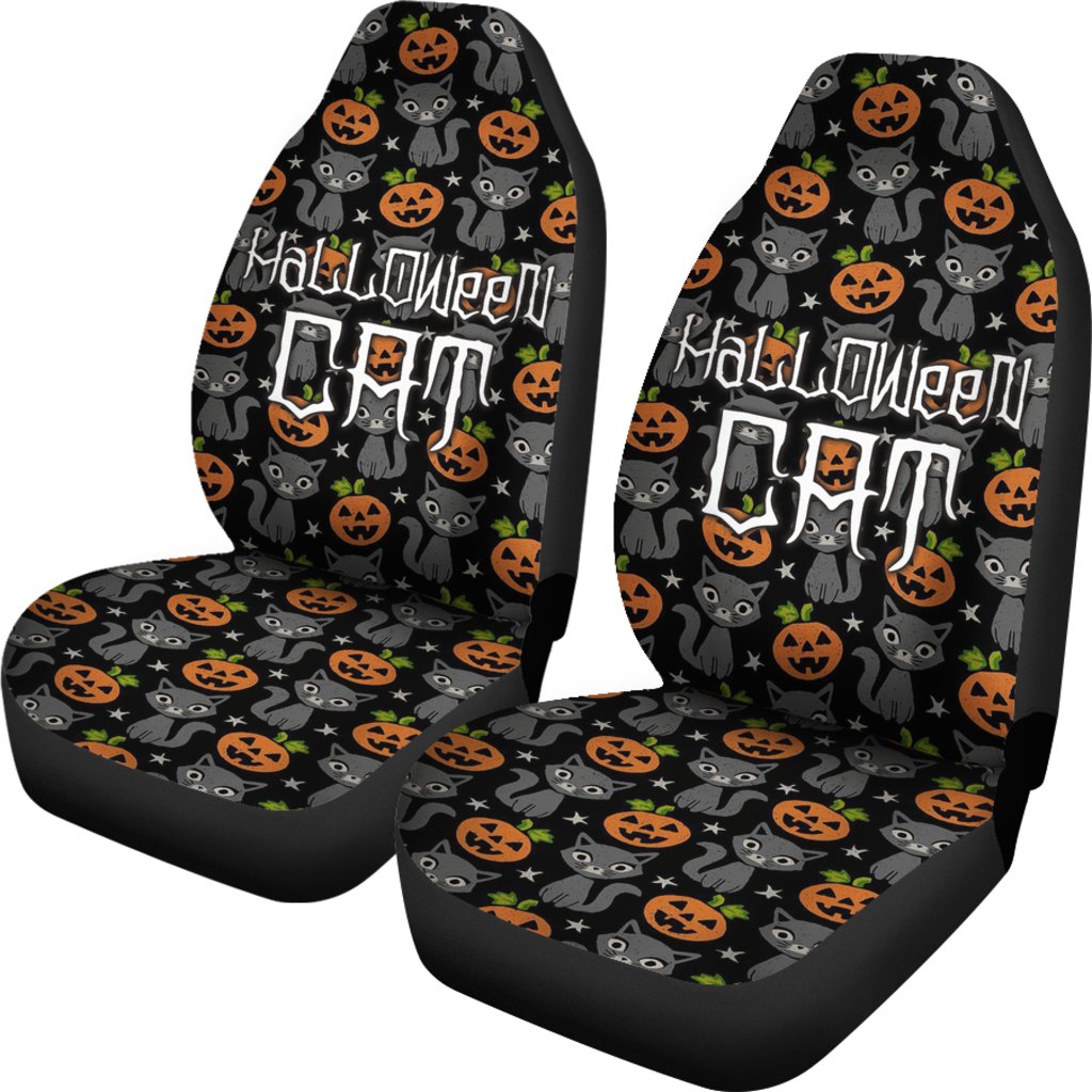 Halloween Car Seat Covers Halloween Cat And Smiling Pumpkin Patterns Seat Covers