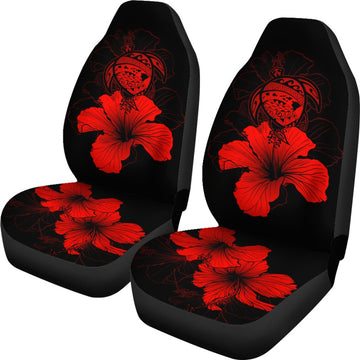 Hawaii Hibiscus Front Car Seat Cover Turtle Map Red