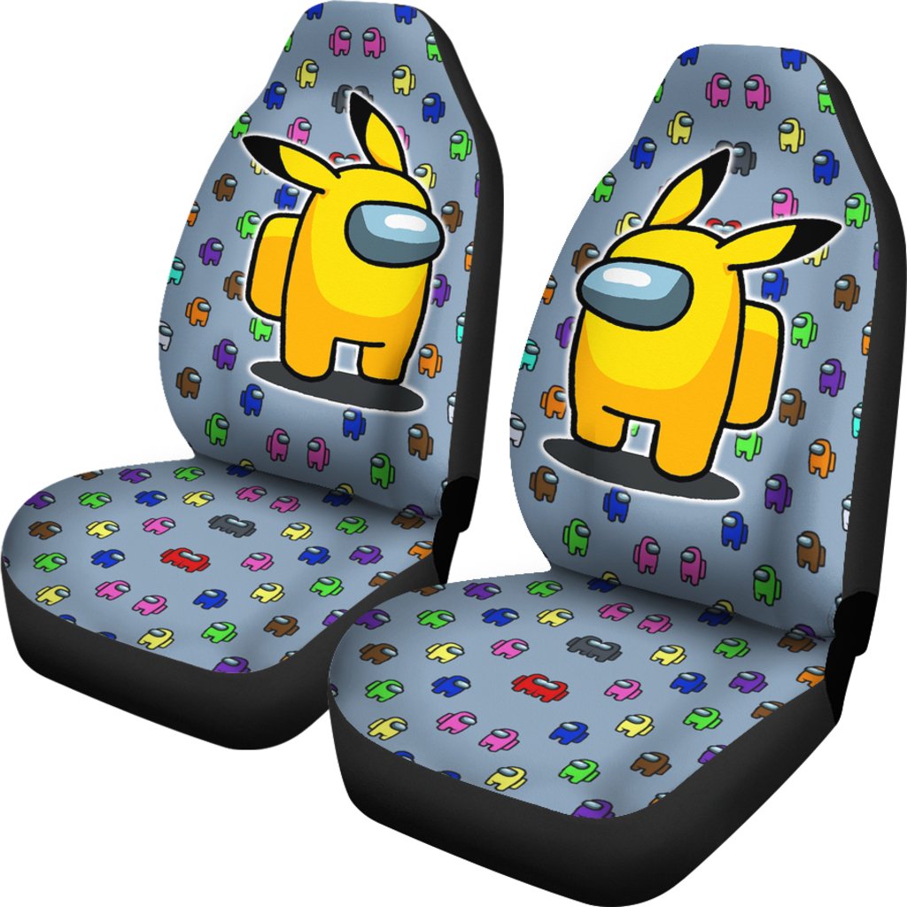 Among Us Cartoon Car Seat Covers Among Us Cosplay Pikachu Patterns Seat Covers