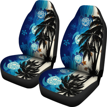 Hawaiian Sea Turtle Symbol Palm Car Seat Cover