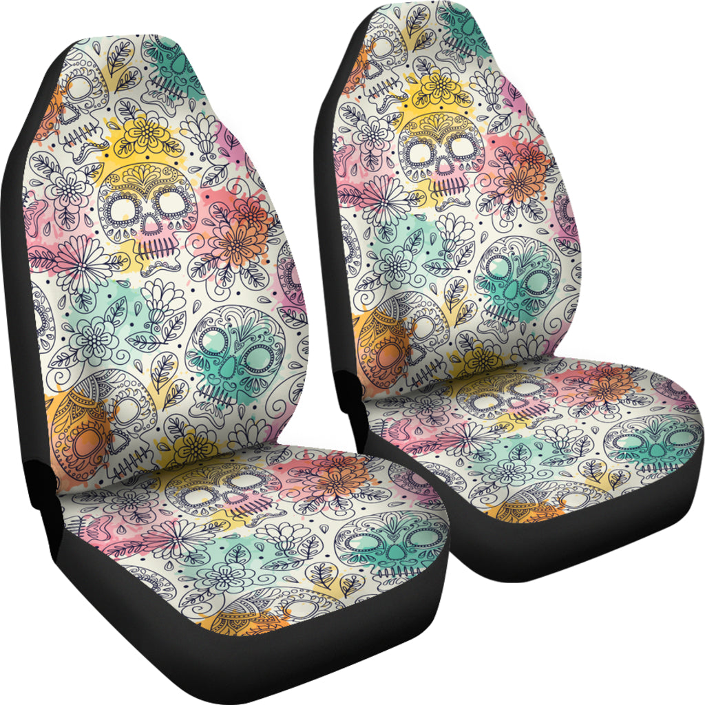 Pastel Sugar Skull Universal Fit Car Seat Covers