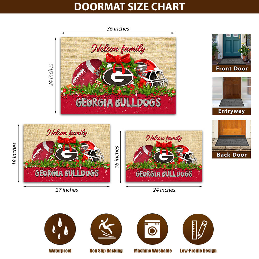 Georgia Bulldogs Doormat Personalized Your Name, Sport Team Doormat, Christmas Gifts For Football Fan, Home Decor ETHY-52726
