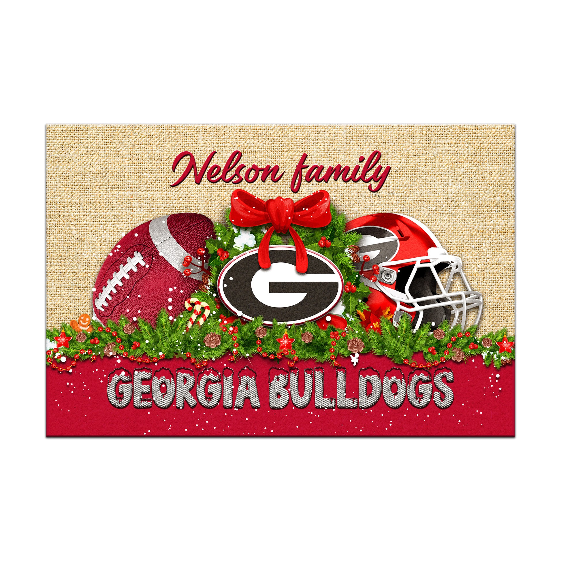 Georgia Bulldogs Doormat Personalized Your Name, Sport Team Doormat, Christmas Gifts For Football Fan, Home Decor ETHY-52726