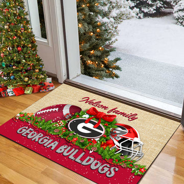 Georgia Bulldogs Doormat Personalized Your Name, Sport Team Doormat, Christmas Gifts For Football Fan, Home Decor ETHY-52726