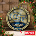Georgia Tech Yellow Jackets Circle Aluminium Custom Ornament 2 Side Trending New Arrivals H52912 ETUG311023