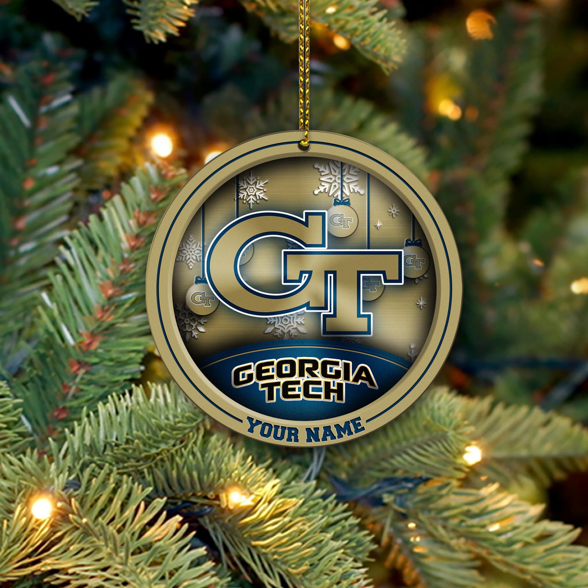 Georgia Tech Yellow Jackets Circle Aluminium Custom Ornament 2 Side Trending New Arrivals H52912 ETUG311023