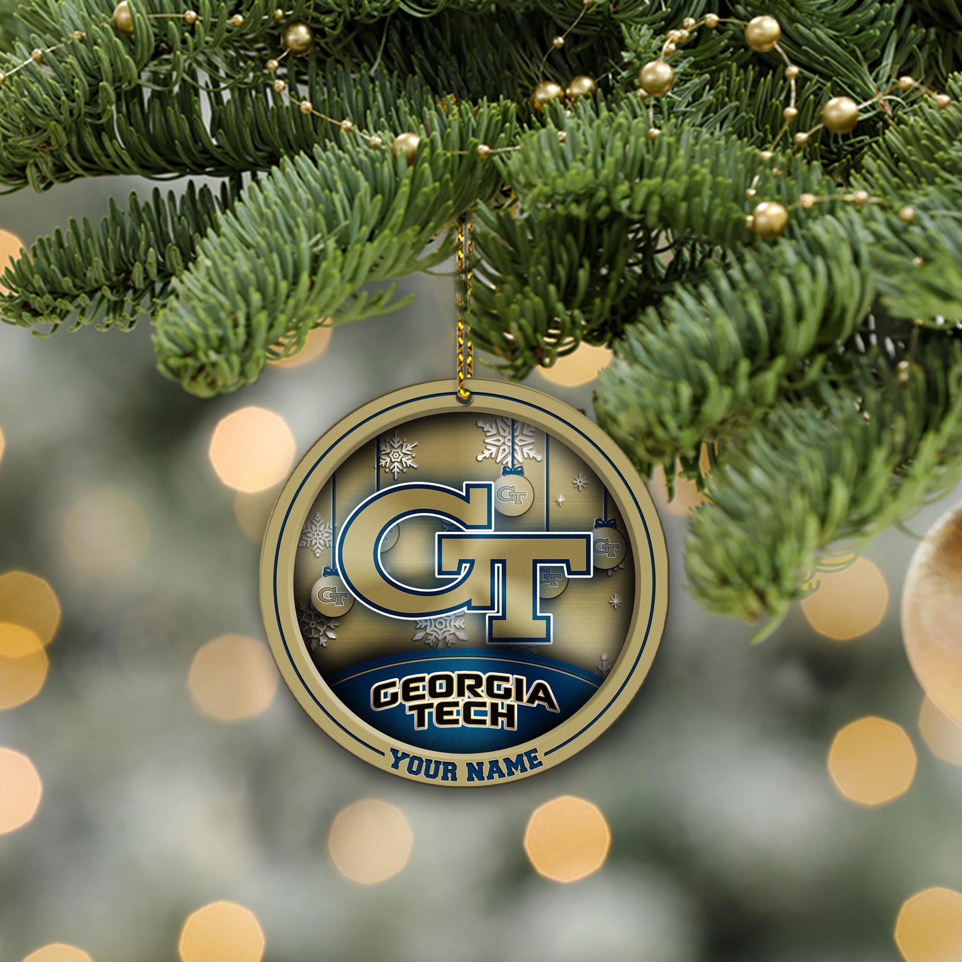 Georgia Tech Yellow Jackets Circle Aluminium Custom Ornament 2 Side Trending New Arrivals H52912 ETUG311023