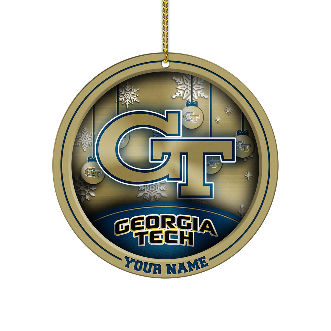 Georgia Tech Yellow Jackets Circle Aluminium Custom Ornament 2 Side Trending New Arrivals H52912 ETUG311023