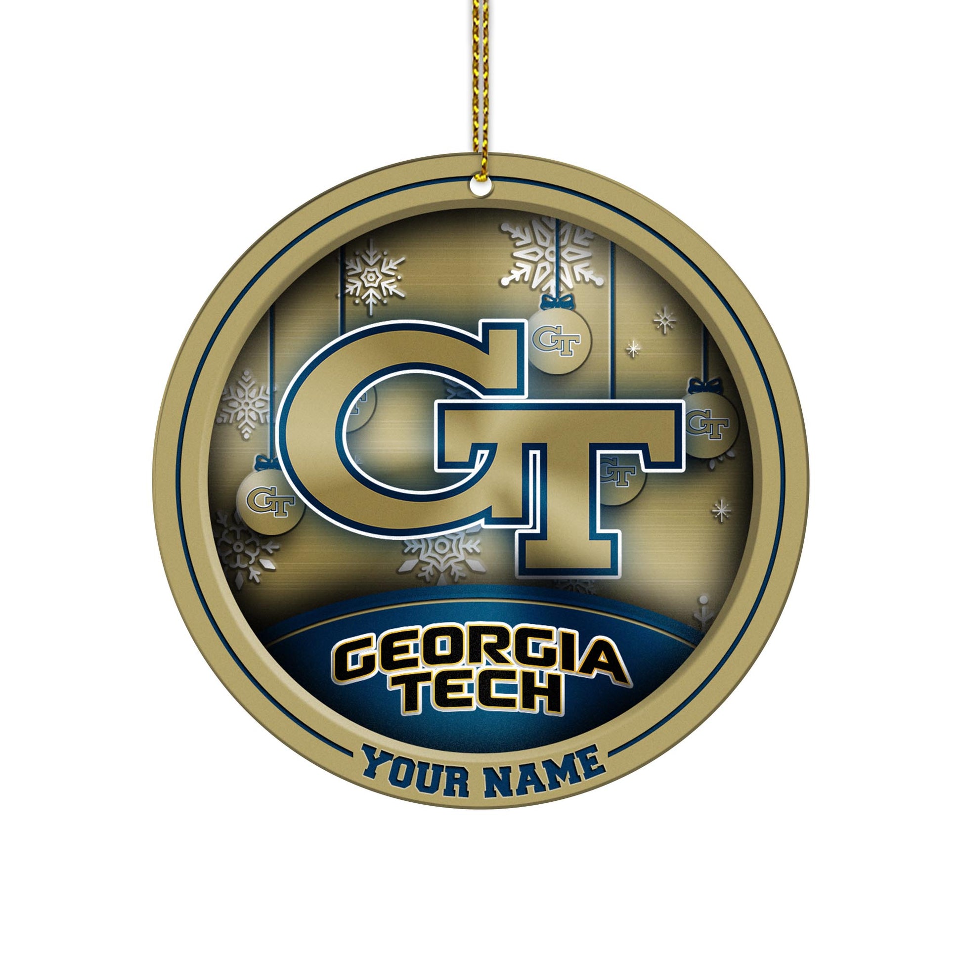 Georgia Tech Yellow Jackets Circle Aluminium Custom Ornament 2 Side Trending New Arrivals H52912 ETUG311023