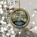 Georgia Tech Yellow Jackets Circle Aluminium Custom Ornament 2 Side Trending New Arrivals H52912 ETUG311023