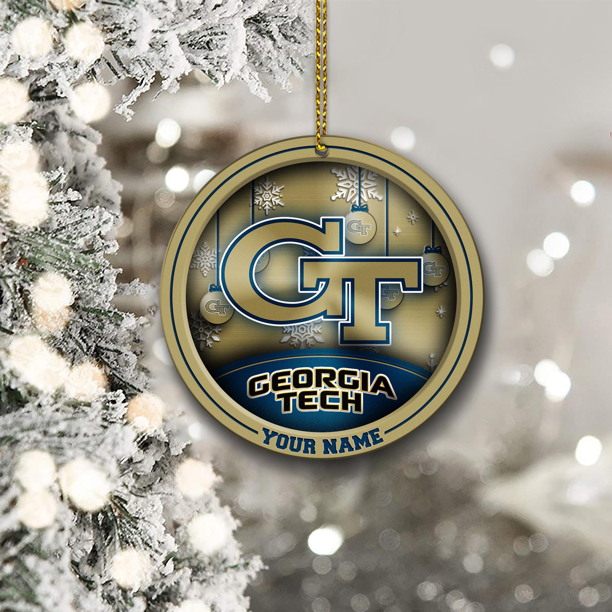 Georgia Tech Yellow Jackets Circle Aluminium Custom Ornament 2 Side Trending New Arrivals H52912 ETUG311023