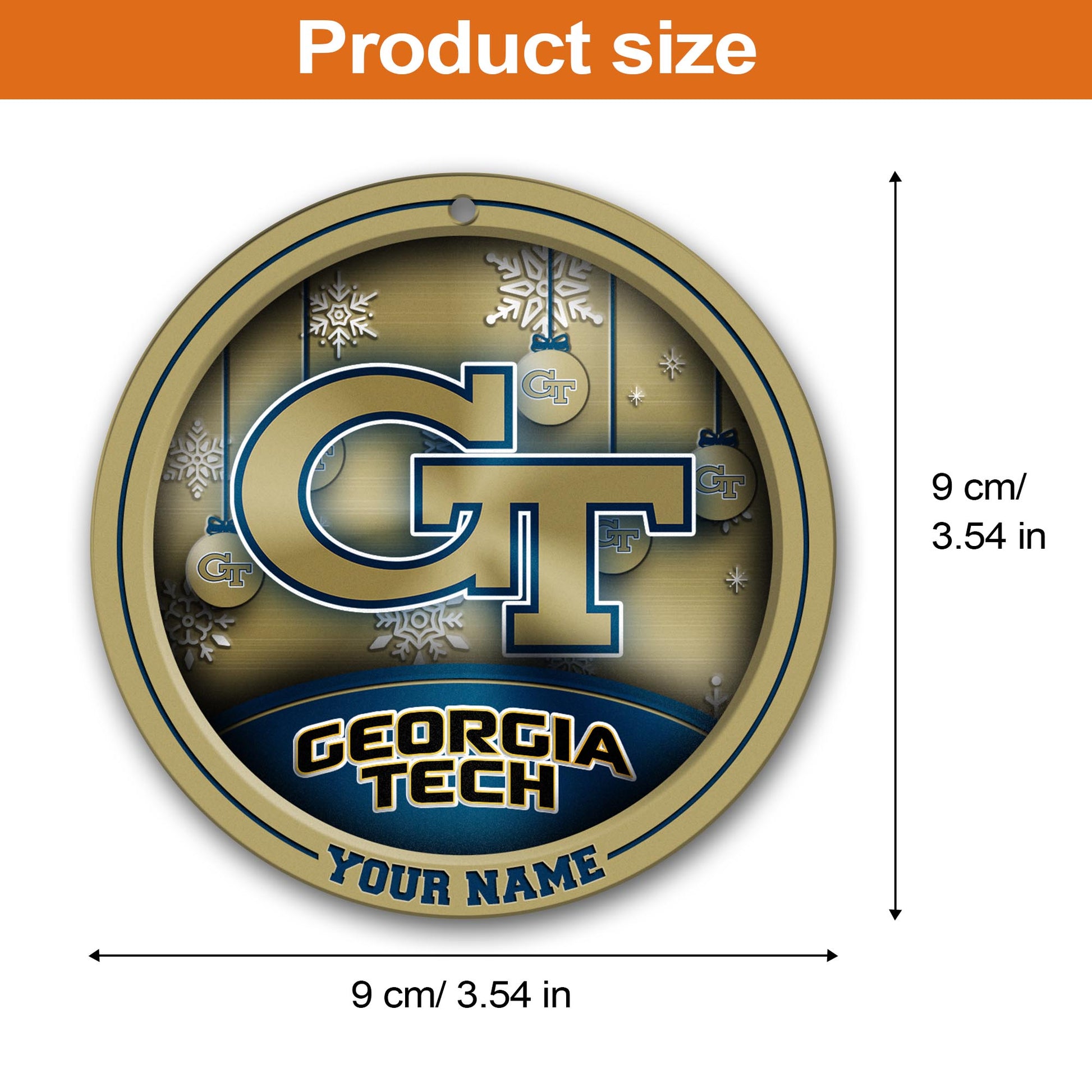 Georgia Tech Yellow Jackets Circle Aluminium Custom Ornament 2 Side Trending New Arrivals H52912 ETUG311023