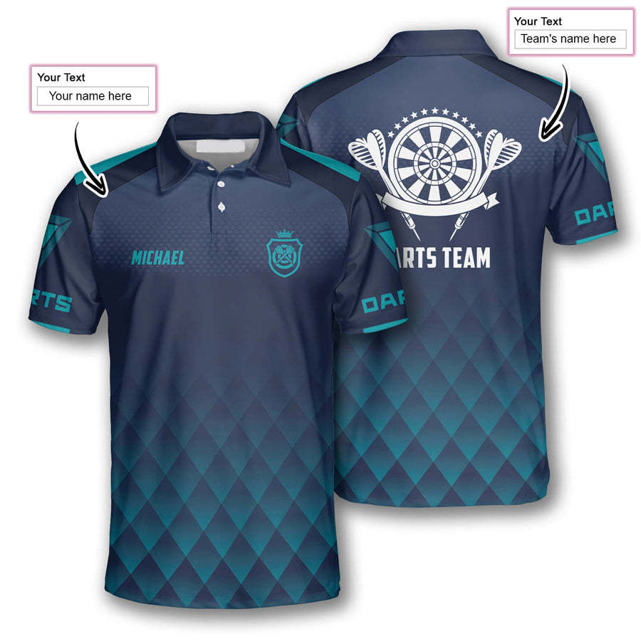 Darts Geometric Pattern Custom Polo Shirts for Men, Custom Dart Jersey for Team, Dartboard Shirts