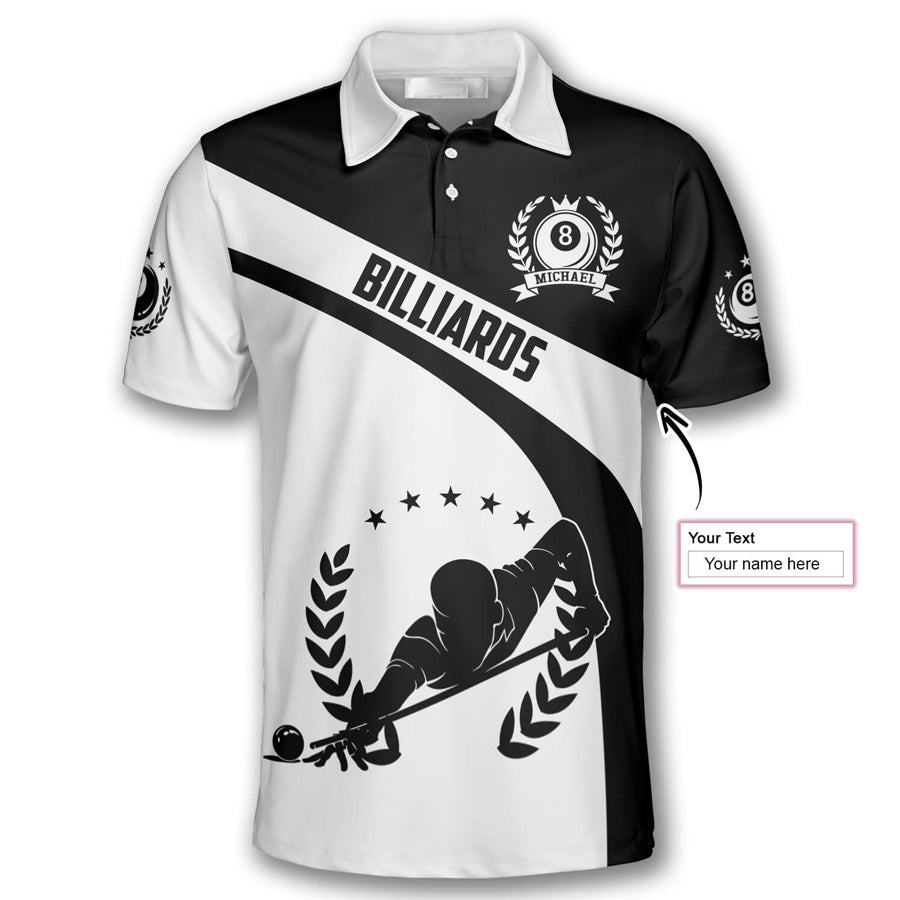 Billiard Dad Black White Version Custom Billiard Shirts for Men, Custom Billiard Shirts for Team, Billiard Polo Shirts