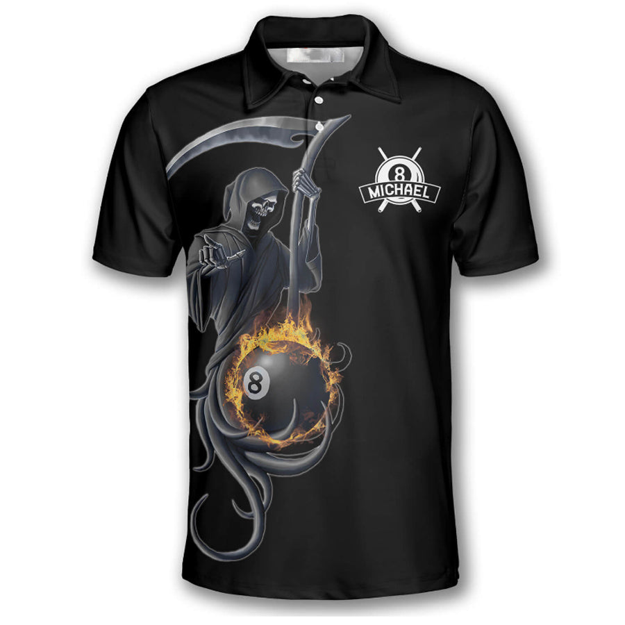 Grim Reaper Custom Billiard Shirts for Men, Custom Billiard Shirts for Team, Billiard Polo Shirts