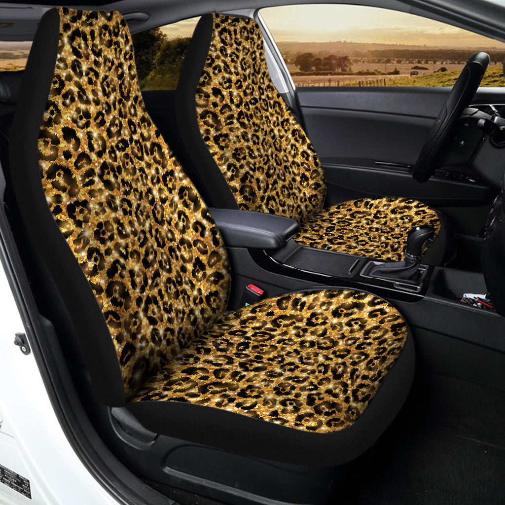 Glitter Gold Leopard Print Universal Fit Car Seat Covers