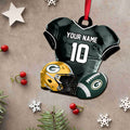 Green Bay Packers 2 Layered Piece Wooden Ornament Custom Name And Number, Sport Team Ornament, Sport Gifts ETRG-52175