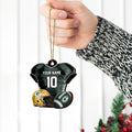 Green Bay Packers 2 Layered Piece Wooden Ornament Custom Name And Number, Sport Team Ornament, Sport Gifts ETRG-52175