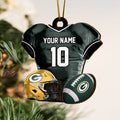 Green Bay Packers 2 Layered Piece Wooden Ornament Custom Name And Number, Sport Team Ornament, Sport Gifts ETRG-52175