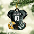 Green Bay Packers 2 Layered Piece Wooden Ornament Custom Name And Number, Sport Team Ornament, Sport Gifts ETRG-52175