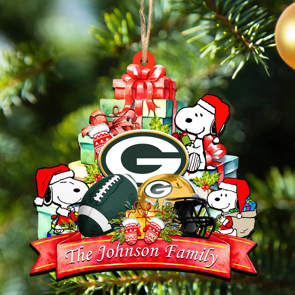 Green Bay Packers 2 Layered Wooden Ornament Personalized Your Family Name, Sport And SN Ornament, Christmas Gifts For Sport Fan, Sport Home Decorations ETHY-52262