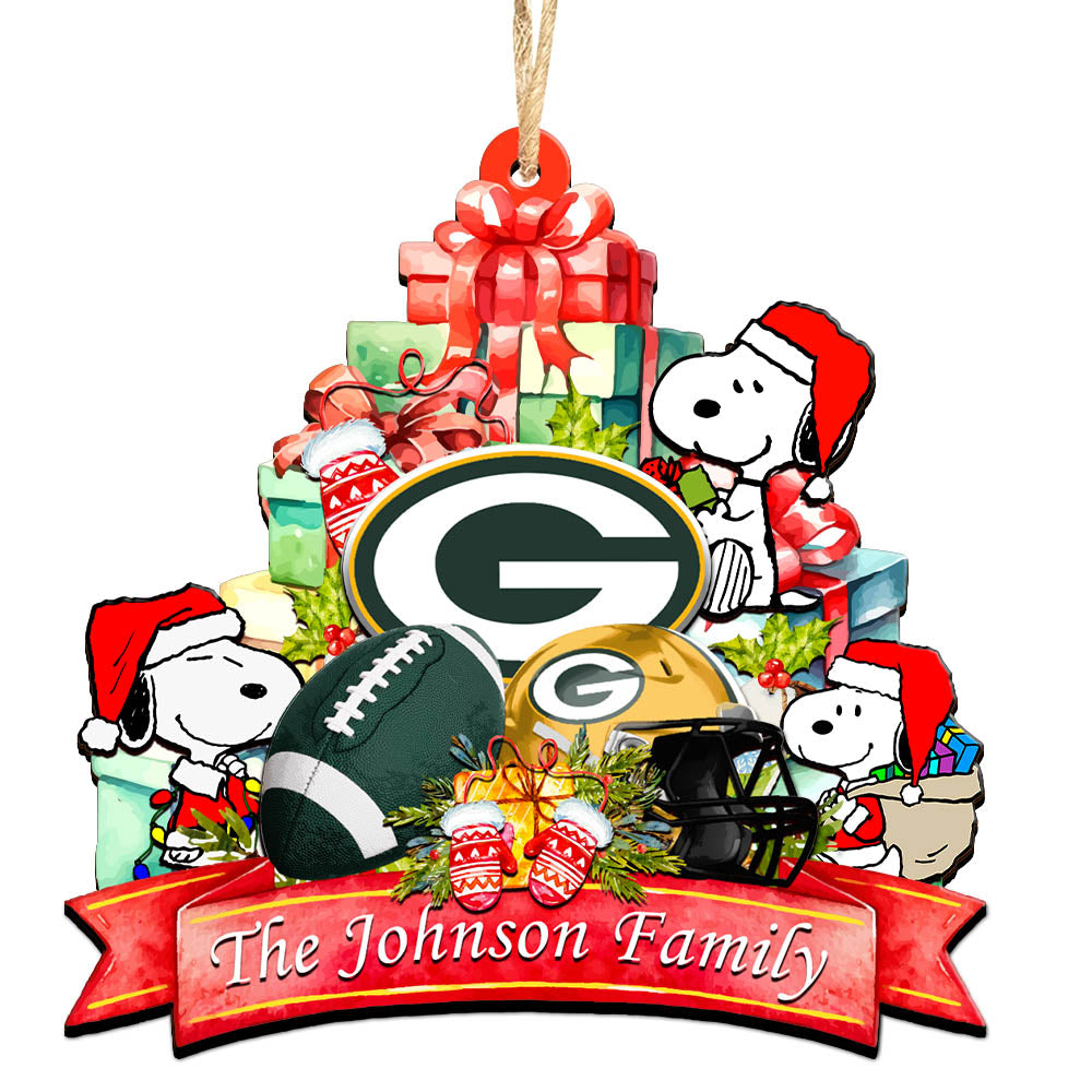 Green Bay Packers 2 Layered Wooden Ornament Personalized Your Family Name, Sport And SN Ornament, Christmas Gifts For Sport Fan, Sport Home Decorations ETHY-52262