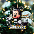 Green Bay Packers 2 Layered Wooden Ornament Personalized Your Name, Football Team And MK Mouse Ornament, Football Lover Gifts ETHY-52624