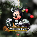 Green Bay Packers 2 Layered Wooden Ornament Personalized Your Name, Football Team And MK Mouse Ornament, Football Lover Gifts ETHY-52624