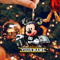 Green Bay Packers 2 Layered Wooden Ornament Personalized Your Name, Football Team And MK Mouse Ornament, Football Lover Gifts ETHY-52624