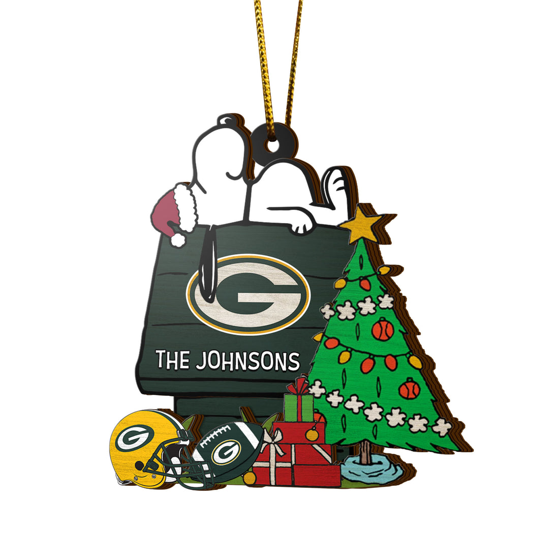 Green Bay Packers 3 Layered Piece Wooden Ornament Custom Name, Sport Team And SN Ornament, Sport Gifts ETRG-52222